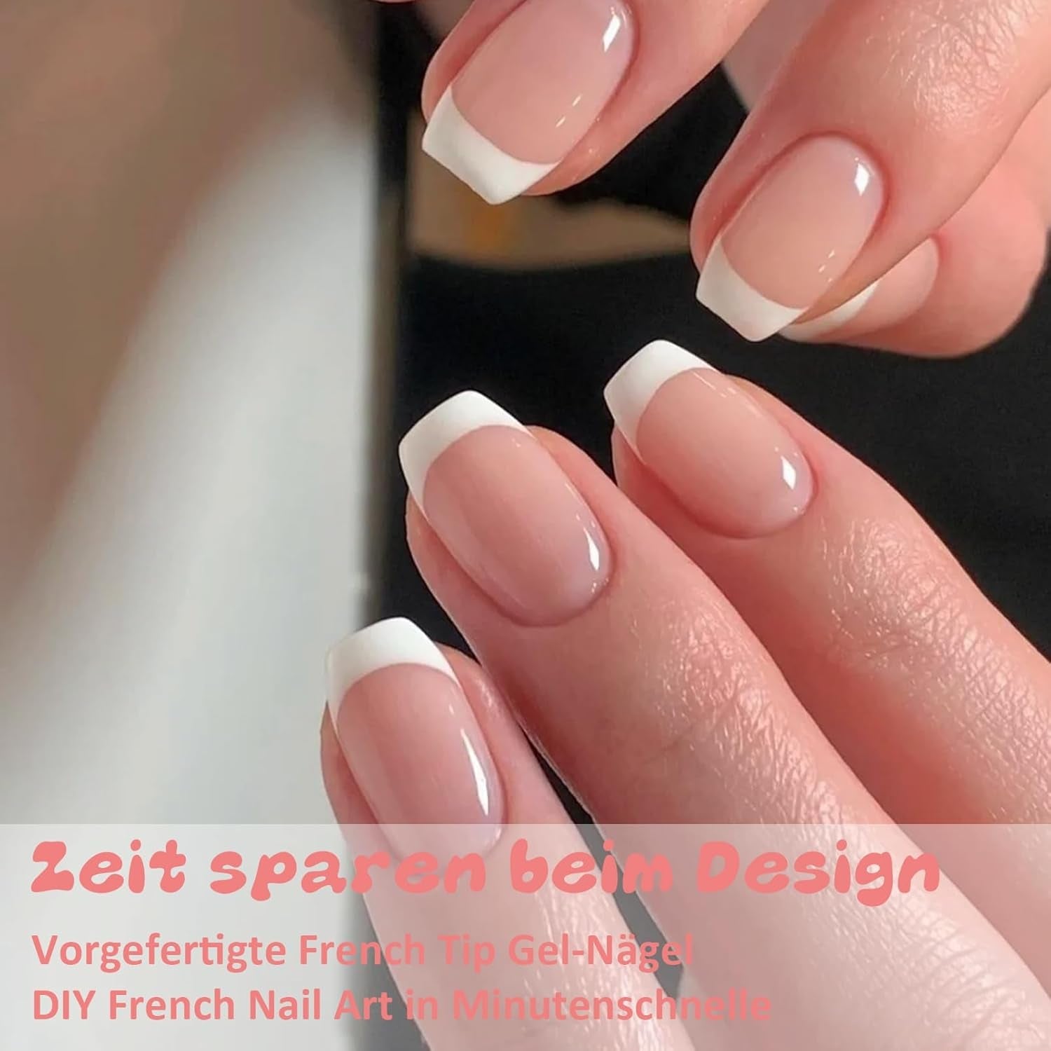 240 Stück Falsche Nägel Tips Set - Französisch Falsche Nägel Zum Aufkleben - Künstliche Nägel Medium Quadrat Ballerina Nail Art Manicure Fake Nails Für Damen Und Frauen (French Medium Ballerina)