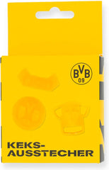 BVB Lot de 3 moules à biscuits, produit officiel du Borussia Dortmund, passe au lave-vaisselle, jaune