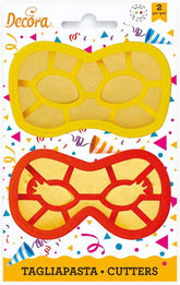 0255136 Ensemble de moules à biscuits avec masque de carnaval, L'ensemble idéal pour réaliser des décorations en fondant ou en caoutchouc, Fabriqué en Italie, Design original. Paquet de 2 pièces.
