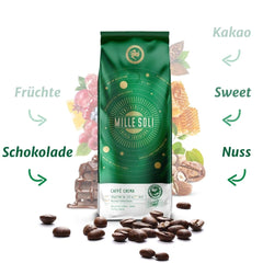 Caffè Crema - Café en grains torréfiés en Sicile - Processus traditionnel de torréfaction longue avec une crème parfaite, sachet de 250 g, acidité très faible pour machines entièrement automatiques et porte-filtre