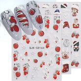 JMEOWIO 3D Nagelsticker Weihnachten Glitzer Nail Art Sticker Selbstklebend Nagelaufkleber 5D Stereoskopisch Schneeflocke Winterurlaub Suß Dekoration Nageldesign Zubehör 4 Blatt