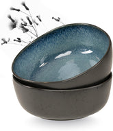Moritz & Moritz Ensemble de bols de service BIO, Bleu - 2 grands bols en grès de haute qualité, modernes et intemporels, passent au micro-ondes et au lave-vaisselle - parfaits pour les salades, les pâtes, les collations et plus encore