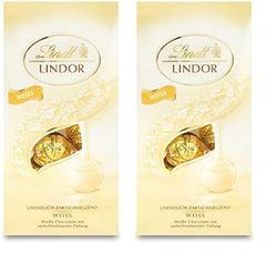 Boules de chocolat blanc Lindt LINDOR | Sachet de 137g | Env. 10 boules de chocolat blanc fourrées fondantes | Coffret cadeau chocolat | Coffret Cadeau Chocolat (Pack de 2)