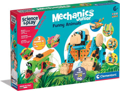 Clementoni 97860 Science & Play Build – Mechanics Junior Lustige Tiere, Bausatz for 8 Tiermodelle, Motorbetriebenes Konstruktionspielzeug for Kinder ab 6 ans Amazon Exclusive
