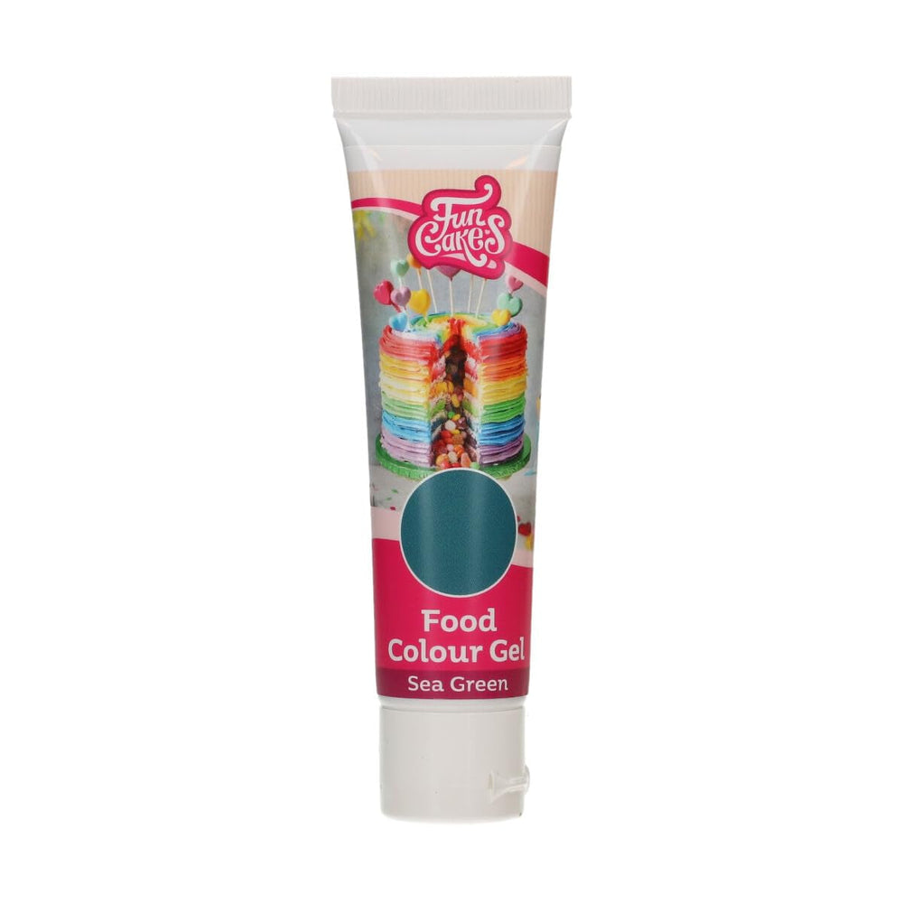 Colorant alimentaire Funcakes Verde Mare, gel colorant alimentaire très concentré pour pâte, crème, fondant et pâte d'amande. Dosage facile. Une seule goutte pour créer des couleurs vibrantes. Halal. 30g.