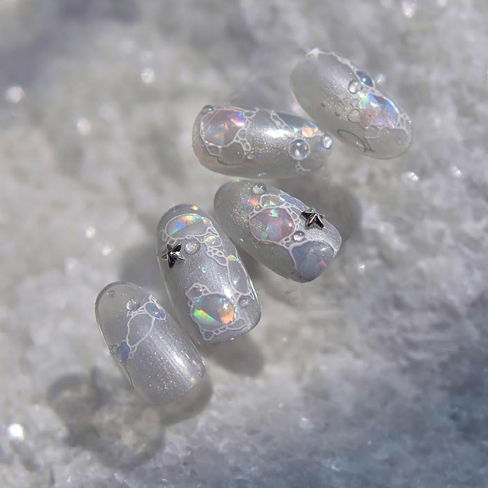 Autocolante strălucitoare pentru unghii, autoadezive, cu valuri de apă de vară, cu stele, pentru unghii, fantezie, cu valuri de apă de mare, design pentru unghii, autocolante pentru unghii, valuri de apă marină, accesorii pentru unghii, artă pentru unghii