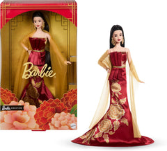 Poupée Barbie Signature du Nouvel An lunaire en robe rouge avec pivoines dorées, jouet de collection JJX83