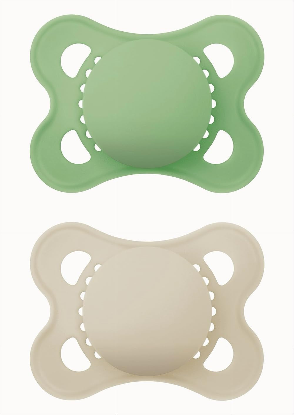 Sucette MAM en caoutchouc naturel, 2-6 mois, avec tétine symétrique, plate et flexible, avec boîte auto-stérilisante, neutre mat, 2 pièces