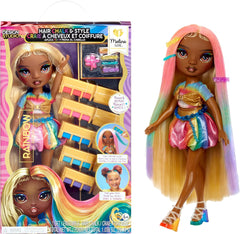 Rainbow High Hair Chalk & Styling Doll - Meline - Poupée à craie pour cheveux lavable arc-en-ciel et or 28 cm, colorier, coiffer, jouer, rincer et répéter, pour les enfants de 4 à 12 ans