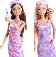 Simba Steffi Love Pet Friends - bewegliche Puppe mit modischem Kleid, Haarband und Tierfreund, Farbauswahl zufällig, 29 cm, ab 3 Jahren