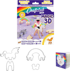 CHEFCLUB, Emporte-pièces magiques licorne et arc-en-ciel 3D, emporte-pièces emboîtables 3D licorne et arc-en-ciel, plaisir de pâtisserie pour les enfants