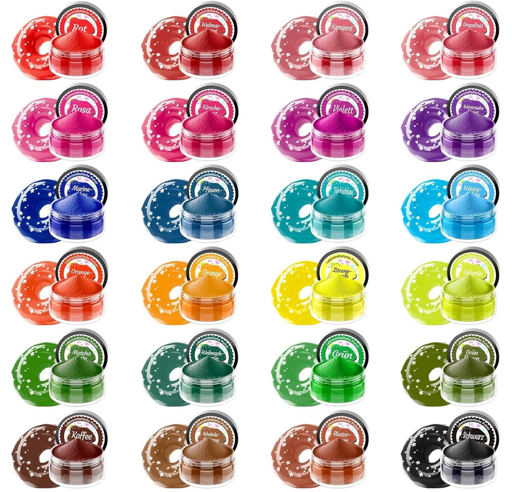 Colorant alimentaire en poudre – 24 colorants alimentaires hautement concentrés, colorants alimentaires vibrants pour gâteaux, macarons, fondants, pâtisseries, glaçages, crème au beurre, biscuits – 2 g (chacun)