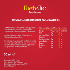 Diete.Tic Édulcorant liquide avec stévia, zéro calories, paquet pratique de 3 x 50 ml (1 000 gouttes), sans gluten, sans conservateur, idéal pour sucrer les boissons, les yaourts et les salades de fruits