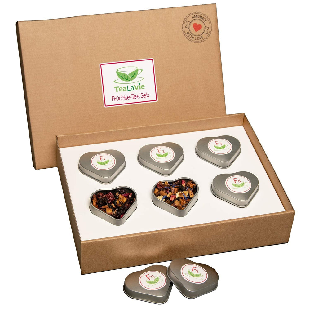 Tealavie Coffret cadeau de 6 thés aux fruits (60 g) Coffret d'échantillons Coffret cadeau de remerciement Idées cadeaux pour femmes collègues Fête des Mères 2024