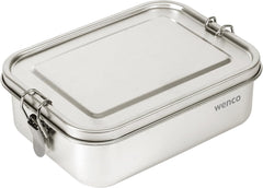 Wenco Boîte à lunch en acier inoxydable 2 compartiments Grande capacité 850 ml Boîte à lunch Étanche Passe au lave-vaisselle Comprenant un anneau de remplacement en silicone 18,5 x 14 x 5,5 cm Argent (Paquet de 2) Boîtes de conservation des aliments Naty Shop