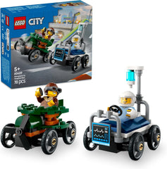 LEGO City Avion contre. Kit de voiture de course avec lit d'hôpital - Boîte à savon pour garçons et filles à partir de 5 ans - Jeu de construction avec 2 figurines - Cadeau d'anniversaire et de vacances 60459 Jeux de construction Besuche den LEGO-Store Titre par défaut