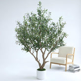 Olivenbaum Künstlich 210 Cm Inkl. Topf - Künstlicher Olivenbaum Mit Naturgetreuem Stamm, Realistischen Blättern & Oliven - Künstlicher Baum Für Indoor & Outdoor, Groß, Inklusive Moos & Topf