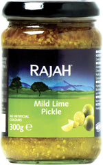 Rajah Mild Lime Pickle – Doux eingelegte Limetten – Idéal pour la préparation du curry, de la viande, du gâteau, des poppadums et des plats cuisinés – 1 x 300 g