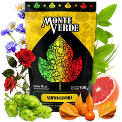 Ceai Yerba Mate Cu Ashwagandha 500G - Ceai Mate Brazilian Cu Ashwagandha Și Plante Medicinale - Fără Aditivi Artificiali, Aromă Naturală | Ceai Mate Verde Loose 0,5Kg cu Plante Medicinale