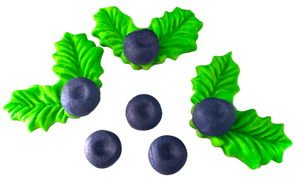 Lot de 6 décorations comestibles en sucre, Décorations en Pâte à Sucre Canneberge Nati Shop
