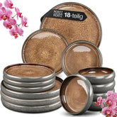 Moritz & Moritz SOLID Service de table en grès 18 pièces pour 6 personnes - Service de table pour 6 personnes, composé de 6 assiettes plates, 6 assiettes à dessert et 6 assiettes plates