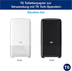 Tork 127530 Papier toilette doux Midi de qualité avancée pour distributeur de papier toilette double rouleau Tork T6 / Papier toilette doux 2 épaisseurs résistant aux déchirures, paquet de 27 (27 x 100 mètres)