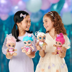 Baby Sister-Puppe Mini Mello als Einhorn, 1 Chiot avec sucette Spielzeug et Zauberschwamm pour magische Gesichtsbemalung. Grande, scintillante Augen, biegsame Arme und Beine, 50275
