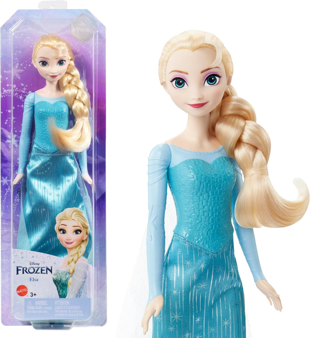 Elsa Mattel Disney Frozen Doll, Frozen Doll, Cheveux blonds combables, Positionnables, Chaussures détachables, Cadeaux Disney, Jouet à partir de 3 ans, HLW47