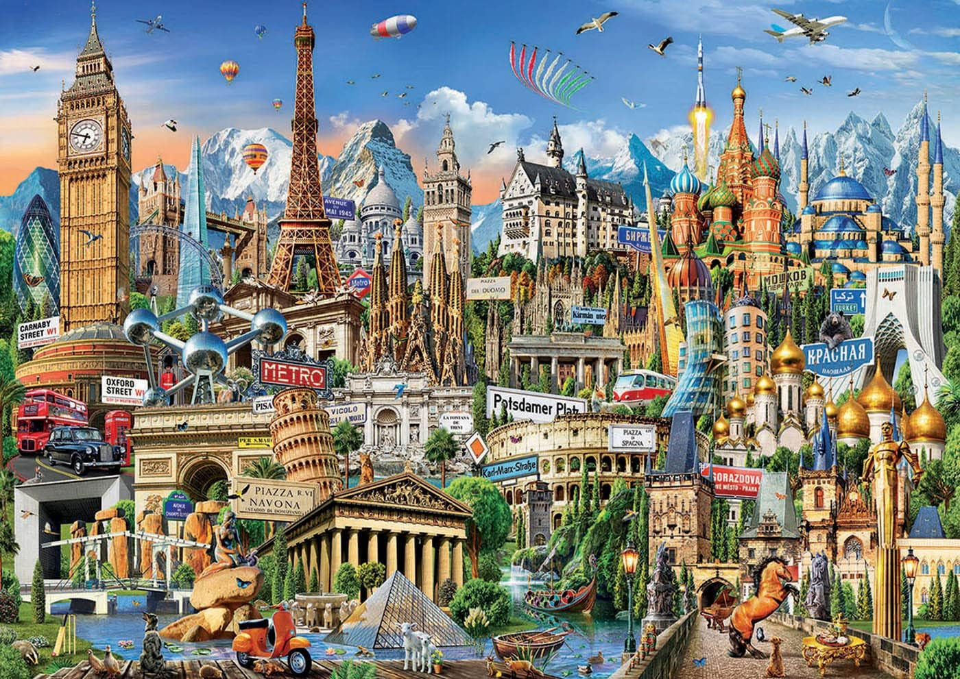 Educa - Puzzle 2000 piese pentru adulti | Repere Europa, puzzle 2000 piese pentru adulti si copii de la 14 ani, Obiective turistice (17697) Puzzle Naty Shop