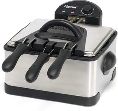 Friteuse à huile Bestron XL avec 3 paniers à friture, technologie zone froide et réservoir d'huile amovible, 4 litres, 2000 W électroménager Naty Shop argent