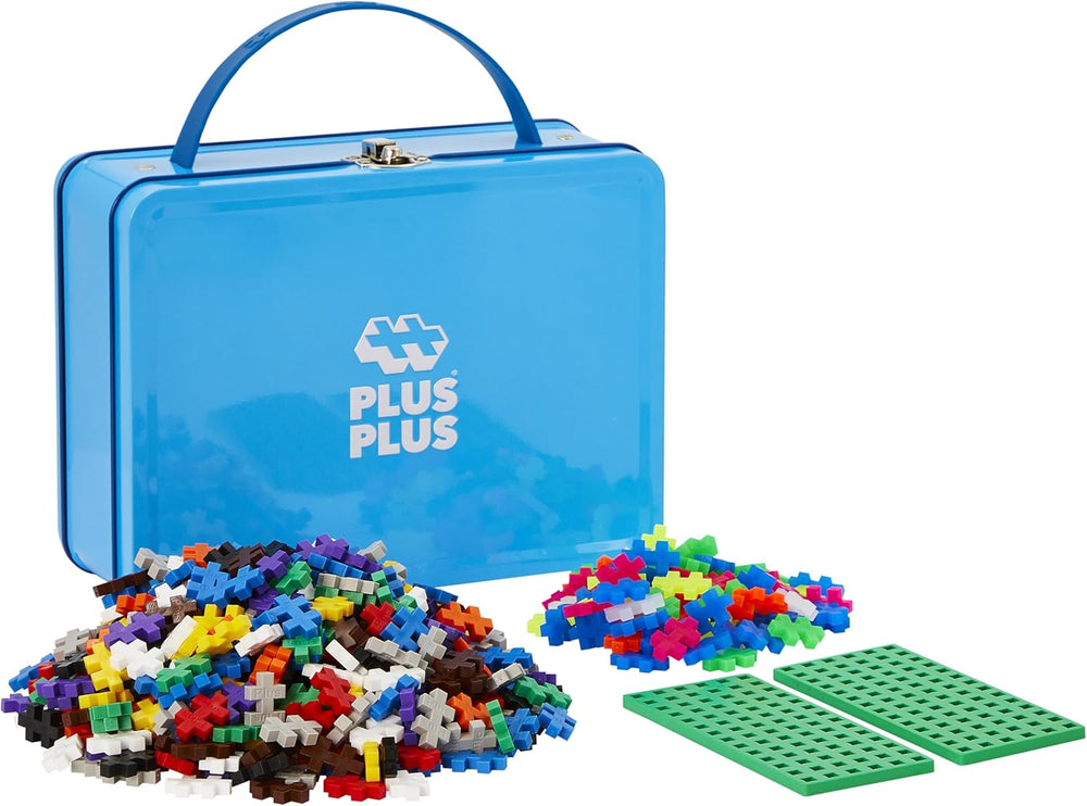 Plus-Plus 9607002 Geniales Konstruktionsspielzeug, Basic, Bausteine-Set dans une boîte métallique pratique avec Henkel, 600 pièces, cartonné