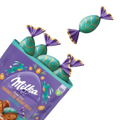 Oeufs fins Milka - fourrés à la crème de caramel et au nougat et morceaux de caramel au beurre salé - 90g