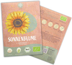 Graines de tournesol biologiques, ramifiées, 20 graines de tournesol à taux de germination élevé, graines de tournesol pour le jardin, le balcon, le parterre de fleurs ou comme cadeau d'invités. Graines de fleurs pollinisées gratuites.