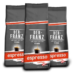 Der-Franz Espresso Kaffee, Intensité 5/5, Arabica et Robusta, Ganze Bohne, 3 x 500 g