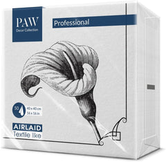PAW - Serviettes Airlaid - En Tissu (40 X 40 Cm) I 50 Pièces I Pour Service Funéraire, Fête Funéraire, Funérailles, Adieu I Serviettes en Tissu de Décoration de Table de Haute Qualité - Fleur de Mémoire I Fleur de Mémoire