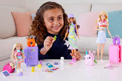 Barbie-Spielzeug, Chelsea-Puppe und Accessoires, Reiseset mit Hündchen und 6 Teilen, einschließlich Hundetragekorb, HJY17