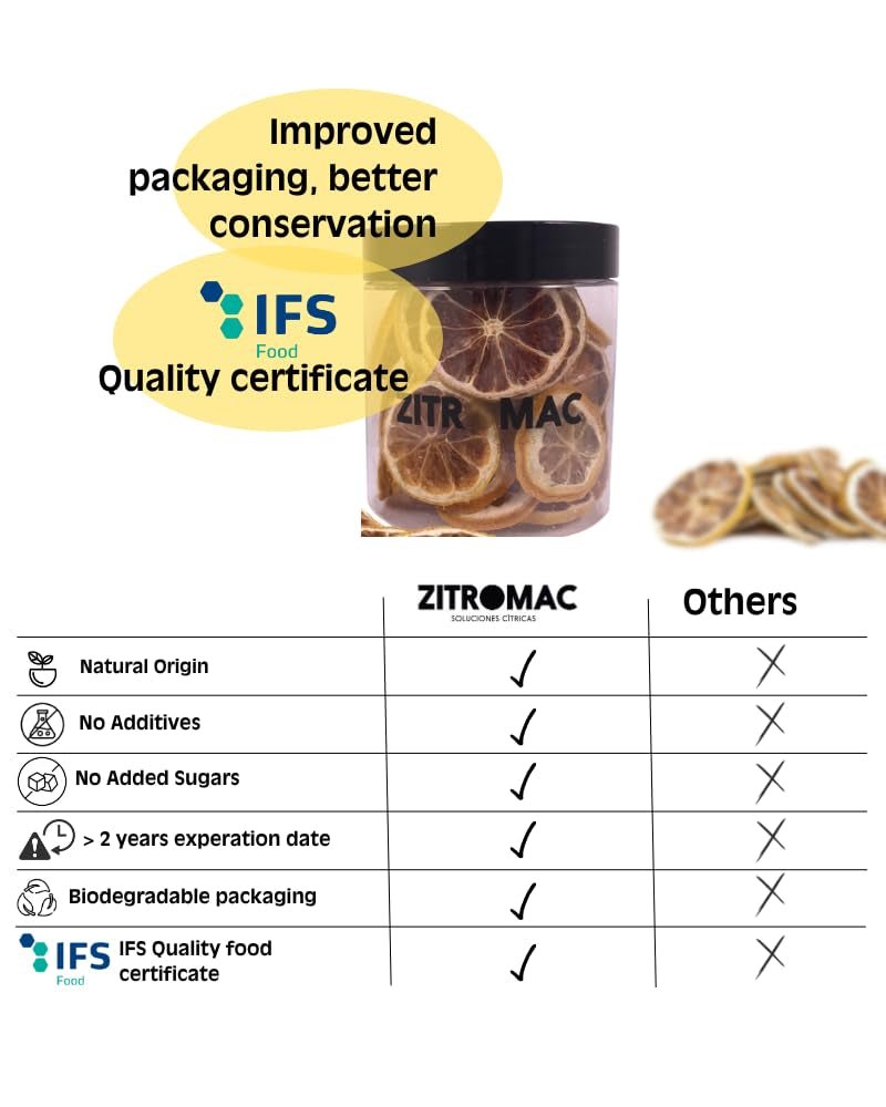 45g Felii de lămâie uscată, felii de fructe uscate pentru cocktailuri, lămâie uscată ca decor pentru Crăciun, vin fiert, ceai, coacere|100% lămâi uscate naturale Produse deshidratate Naty Shop