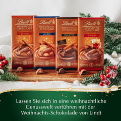Barre de chocolat aux amandes de Noël Lindt | 100g | Amandes à la crème de noix recouvertes du meilleur chocolat au lait | Cadeau de Noël en chocolat