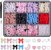 500 Pcs 3D Nägel Charm Schleifen Charms Nägel Nail Art Charms Schleife Nagel Charms Nägel Nail Art Schleifen Nageldekorationen Mit Aufnahmewerkzeug Für Frauen Und Mädchen Nagel-Diy-Zubehör