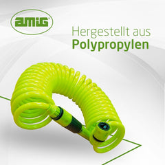 Amig - Tuyau spiralé | Fabriqué en polypropylène | Extensible jusqu'à 7,5 m | Comprend une lance d'irrigation, un adaptateur et 2 joints | Vert pistache