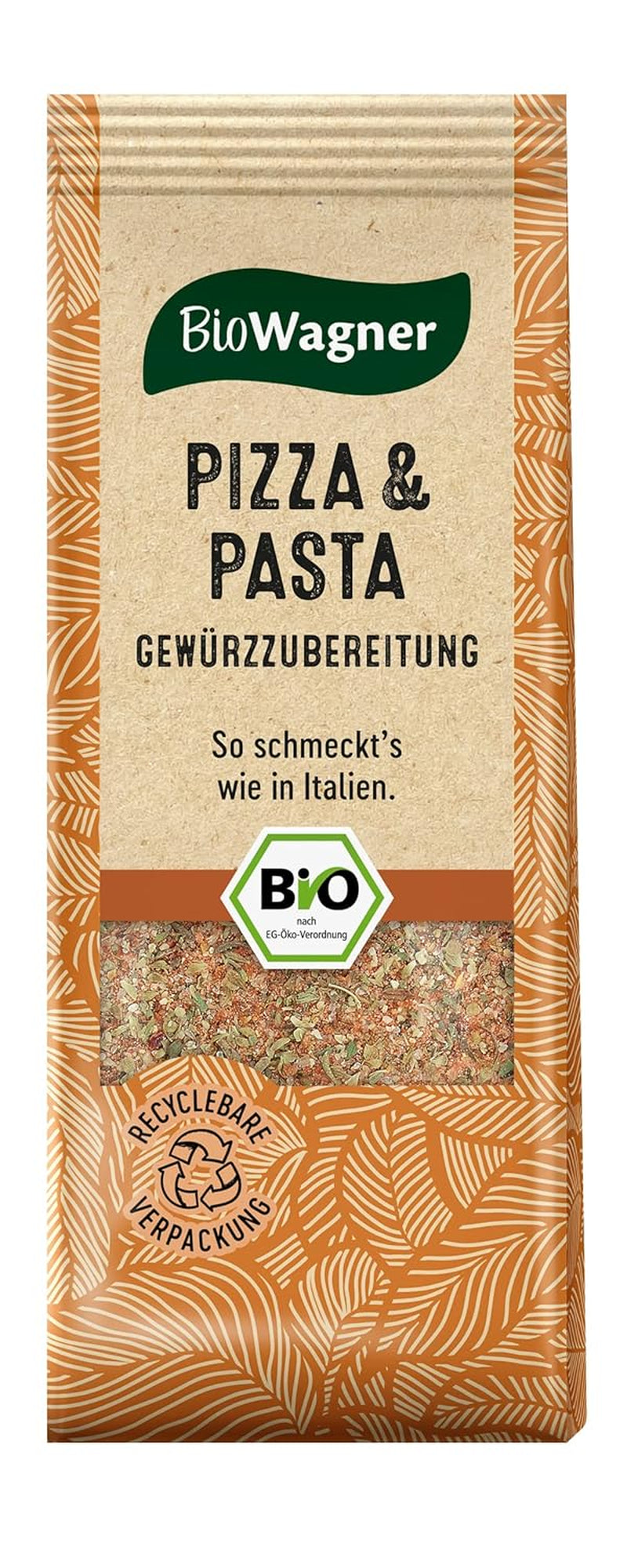 BioWagner - Bio Pizza & Pasta Gewürzzubereitung | naturbelassene Bio-Zutaten | emballage recyclable | 60g