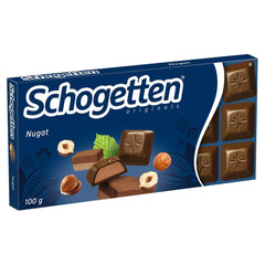 Tablette de chocolat Schogetten Nougat 100g, portion individuelle. Un délice. Pièce par pièce.