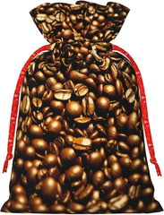 Lustige geröstete Kaffeebohnen, Weihnachtsbeutel mit Kordelzug, robuste, 21,1 x 30 cm, geeignet für Partygeschenke und Geschenkverpackung, 1 Stück