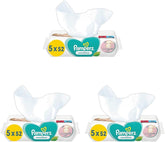 Lingettes humides pour bébé sensible, 260 lingettes (5 x 52), sans parfum, pour un nettoyage en douceur (paquet de 3)