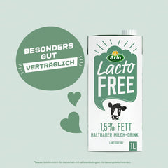 Arla LactoFREE Laktosefreie Haltbare Milch 1,5% Fett | 10x1L | même Milchgeschmack, weniger süß | riche en calcium et en vitamine B12