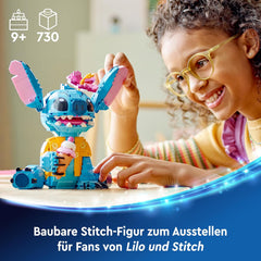 LEGO | Disney Stitch Spielzeug - Figure zum Spielen und Sammeln with Einer Eistüte and Einer decoren Blume - Conçu pour les filles, les jeunes et les cinéphiles de Lilo & Stitch à partir de 9 ans - 43249