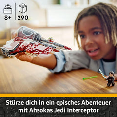 LEGO Star Wars 75401 Ahsokas Jedi Interceptor, modèle de modèle pour les fans de The Clone Wars, figurines Ahsoka Tano et Anakin Skywalker, avec lumière et R7-A7, pour jeunes et filles à partir de 8 ans