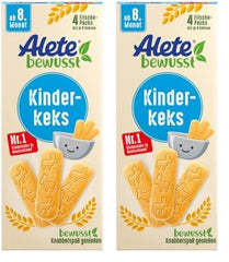 Biscuiți pentru copii Alete Conscious, de la 8 luni, biscuiți cu unt din grâu pentru copii, biscuiți ambalați convenabil ca o gustare mică, perfecți pentru drum și între timp, 1 x 180 g (pachet de 2)