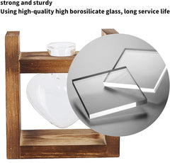 Terrarium de plantes sur support en bois, vase de table en forme de cœur, plantes hydroponiques en verre transparent pour la décoration de jardin de la maison, décoration florale hydroponique pour bureau, salon, cuisine (A)