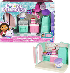MAISON DE POUPÉES GABBY'S DREAMWORKS - Chambre Deluxe, Confiserie Cakey, Cuisine Kuchi (roumain : Cakey), 3 meubles et 2 boîtes surprises avec accessoires, adaptés aux enfants âgés de 3 ans et plus